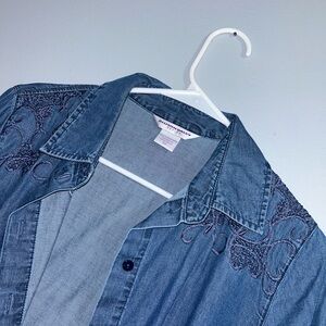 Denim Blue Embroidered Jacket